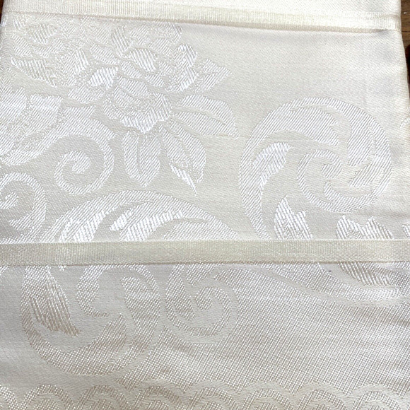 Vintage Damask Pattern #988 Ivory Tablecloth Napkins Set Cotton Rayon Japan NOS - Picture 5 of 7
